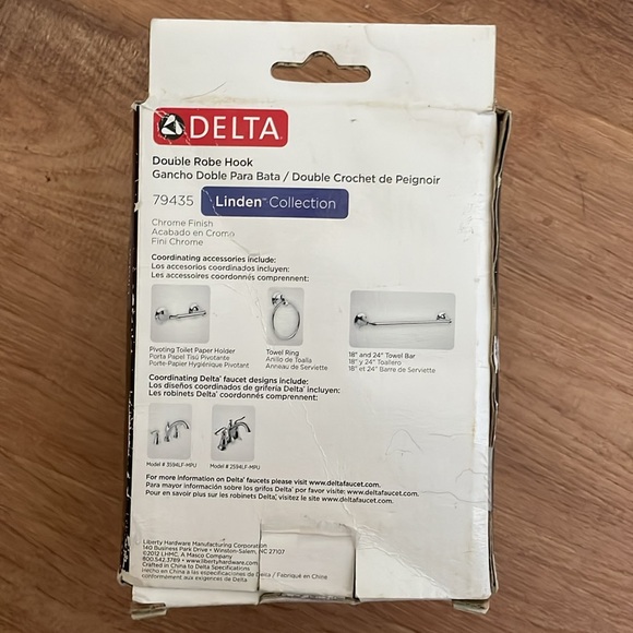 NIB Chrome Double Robe Hook, DELTA Linden Collection, Many Accessories Available - Picture 4 of 7